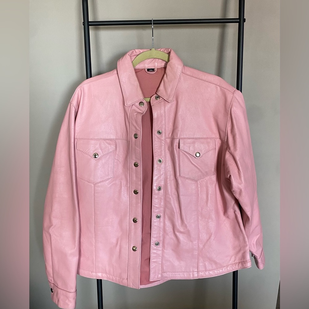 Pink Leather Jacker